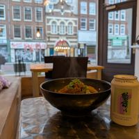 main dish + drink at De Patchka in Amsterdam
