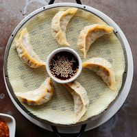 Homemade Kimchi Gyoza (legit homemade, as we actually saw them making them) at Yong Green Food in Fitzroy