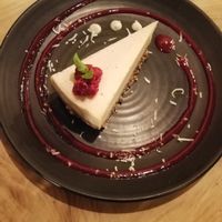 raw raspberry white chocolate cheesecake at Yong Green Food in Fitzroy
