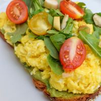 Avocado Toast ( leave off egg to stay vegan)  at Santo Bruklin in Brooklyn