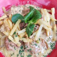 Albóndigas de bulgur con chips(veganas) at La Olivera in Nueno
