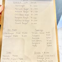 English menu   at NICE in Fukuoka