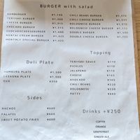 Menu at NICE in Fukuoka