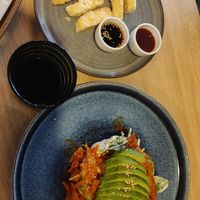 Avocado kimchi burger with fried tofu at Hanki in Rovaniemi