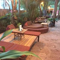 Comfy seating options at Peace Cafe in Siem Reap