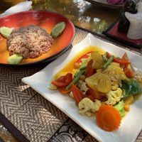 Pineapple chickpea stir-fry, $4  at Peace Cafe in Siem Reap