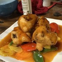 Sweet and sour cauliflower (so good + comes with rice)   at Peace Cafe in Siem Reap