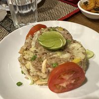 Vegan fried rice shaped in a 💖  at Peace Cafe in Siem Reap