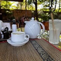 Big pot of lotus tea   at Peace Cafe in Siem Reap