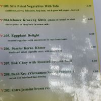 Menu at Peace Cafe in Siem Reap