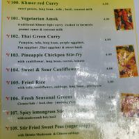 Menu at Peace Cafe in Siem Reap