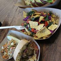 Veggie burger, nachos and avocado chickpea toast at Plantz Cafe in Dracut