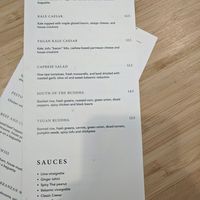 Cafe menu at Garden Food Bar & Lounge in Halifax