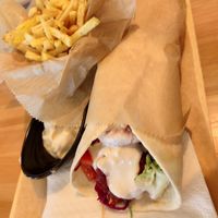 Beetroot Falafel with French Potatoes. at Falafel etc in Zagreb