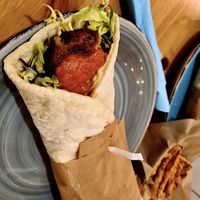 Falafel rap with collard potatoes   at Falafel etc in Zagreb