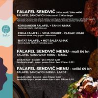 The menu - page 1 at Falafel etc in Zagreb
