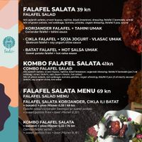 The menu - page 2 at Falafel etc in Zagreb