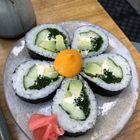 5th sushi roll - tasty ginger sauce. Very good.   at Let it V - plant based in Buenos Aires