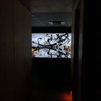 Inside the restaurant. The big table is shared by all guests  at Vegan Ramen UZU Kyoto in Kyoto