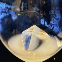 Sake with a perfect ice cube  at Vegan Ramen UZU Kyoto in Kyoto