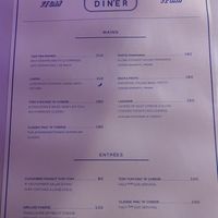 Menu at Bangkok City Diner in Bangkok