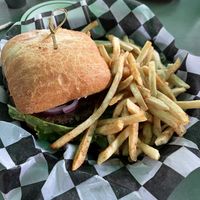Emerald burger w/ fries  at Zion Brewery in Springdale
