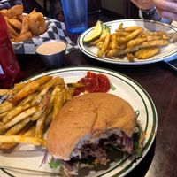 Beyond burger, and French fries cooked vegan!  at Zion Brewery in Springdale