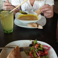 Roti rol, linzensoep en homemade limonade at Yemaya's Vegan Corner in Amsterdam