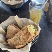 Roti roll en gemberlimonade  at Yemaya's Vegan Corner in Amsterdam