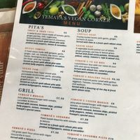 Current menu at Yemaya's Vegan Corner in Amsterdam