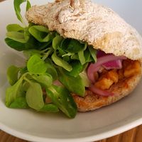 Sweet and sour tofu on the best pita I ever had at Yemaya's Vegan Corner in Amsterdam