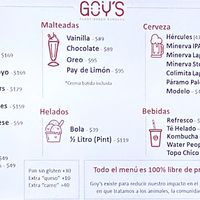 Menu as of Oct 2022  at Goy's Plant-Based Burgers - Álvaro Obregón in Mexico City
