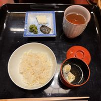 Rice and soup  at Honke Tankuma Honten in Kyoto