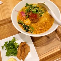 Golden sesame tantanmen with extra vegan cheese, soy chashu and coriander at T's Tantan - JR Ikebukuro in Tokyo