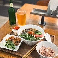 Black sesame ramen set with hartland beer   at T's Tantan - JR Ikebukuro in Tokyo
