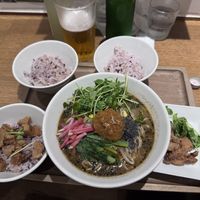 Some black sesame ramen with addons  at T's Tantan - JR Ikebukuro in Tokyo