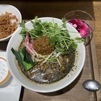 Black sesame Tanten set. Ramen great but sides and dessert not necessary imo  at T's Tantan - JR Ikebukuro in Tokyo