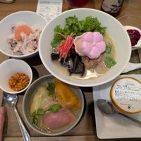 Seasonal set, plus gyoza and matca ice cream at T's Tantan - JR Ikebukuro in Tokyo