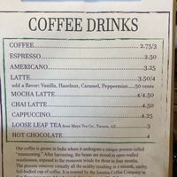 Coffee Menu at Comb Ridge Coffee in Bluff