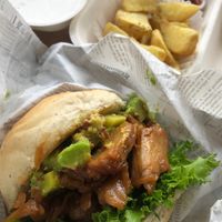 Chunky “ chicken” burger  at Fete le Marche in Kawasaki