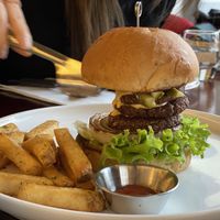 Double patty burger at Mahina Vegan Table in Seoul
