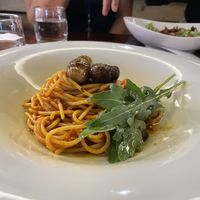 porcini spaghetti w prosciutto   at Mahina Vegan Table in Seoul