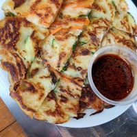 Spring onion pancake at Bibimbap West in Glasgow