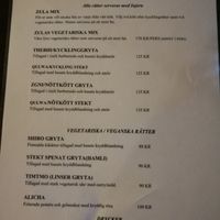 Menu at Zula in Malmo