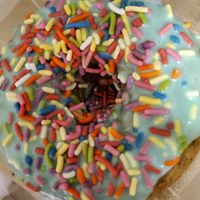 Birthday cake donut (GF) at Dear Diary Coffeehouse in Austin