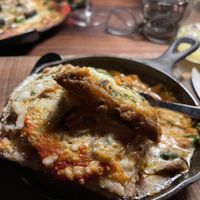 Eggplant lasagna. Offered in vegan or Vegitarian. You won’t be disappointed!   at Finkle St Tap & Grill in Woodstock