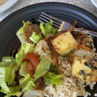 Salt and pepper tofu with a little of my husband’s entree too!  at Mitasie 3 in Huntington Beach