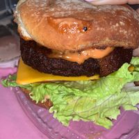 “Bacon cheeseburger” all vegan of course  at A Peace of Soul in Columbia