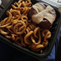 Vegan Jalapeno Chili Cheese Burger and Curly Fries 😩❤️  at A Peace of Soul in Columbia