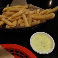 Vegan Large Fries with Vegan Mac Sauce at Burger Junkie in Launceston
